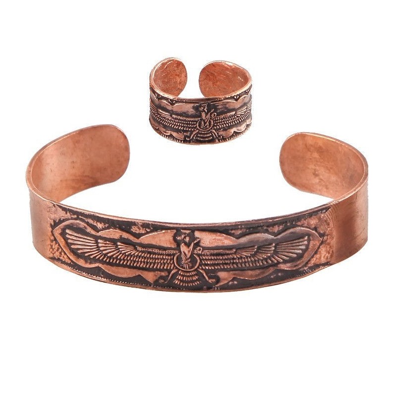 دستبند و انگشتر مسی